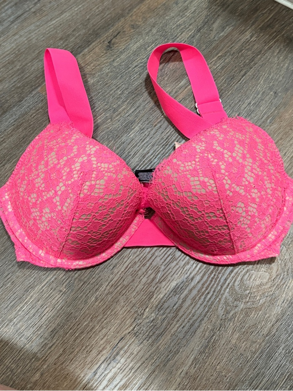Victoria's Secret Hot Pink Lace Push-Up Bra with Adjustable Straps